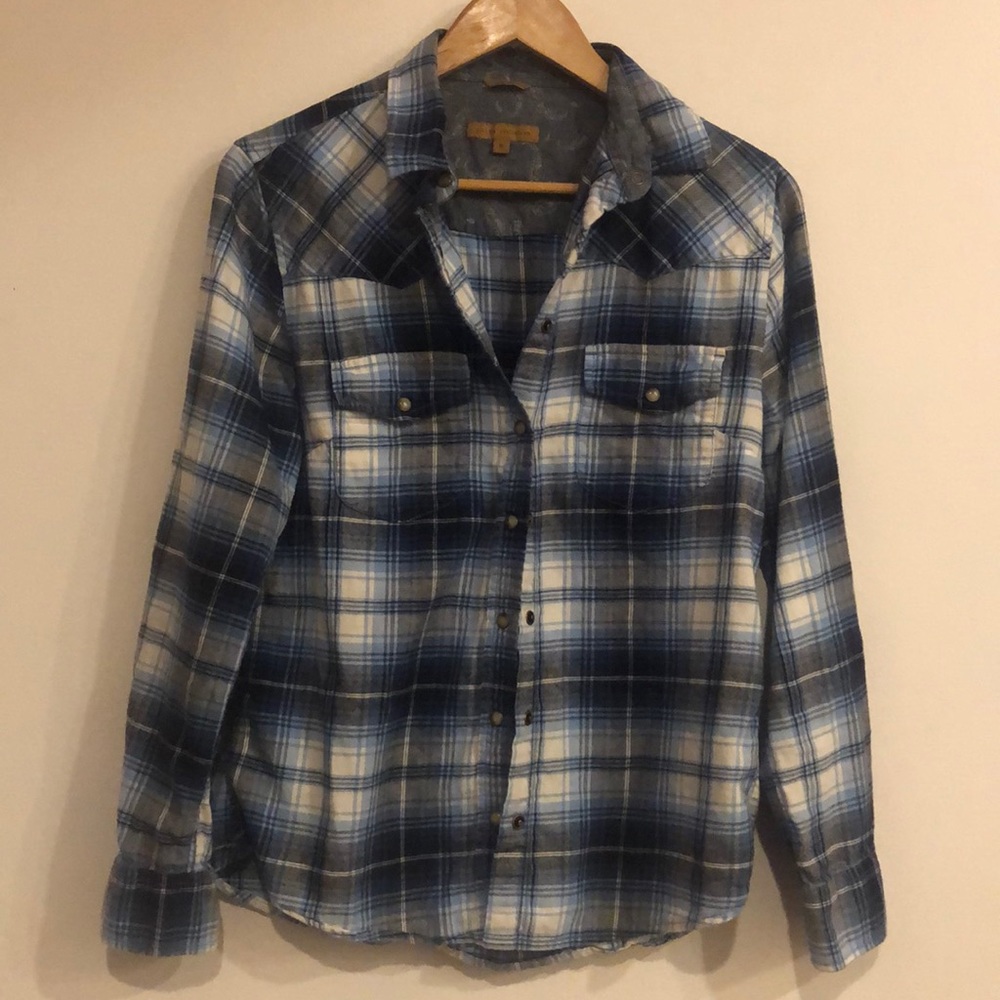Zachs Girlfriend blue light flannel shirt sz small